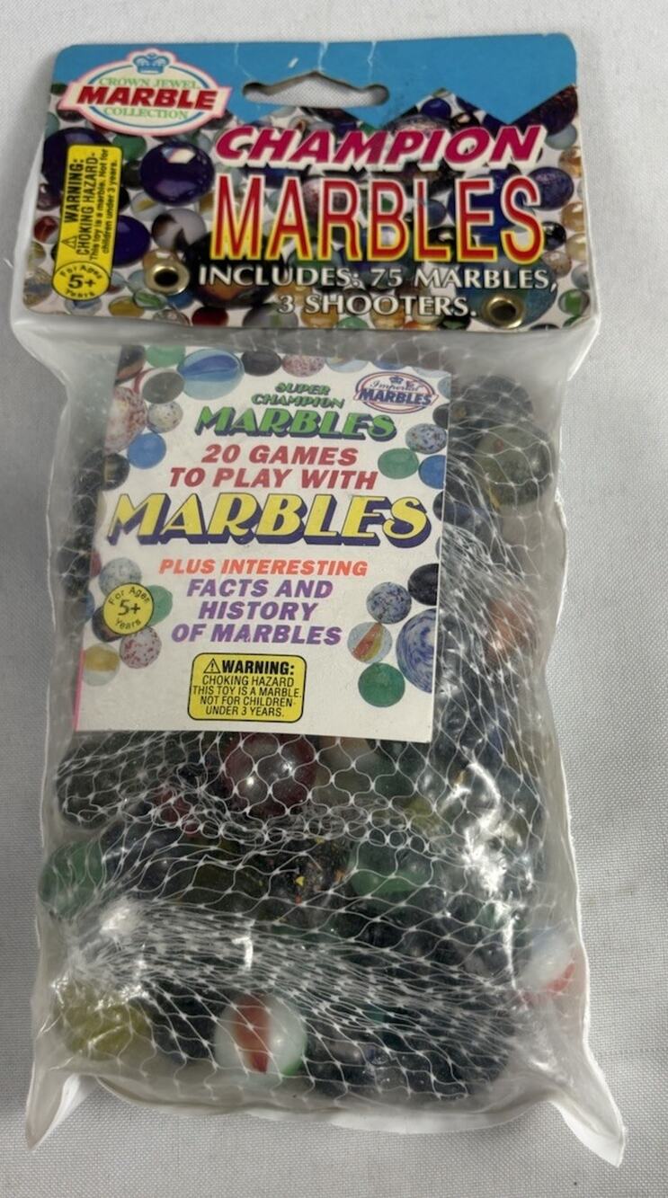 Vintage 1992 Imperial Super Champion Marbles 75 Assorted Styles Colors 3 shooter
